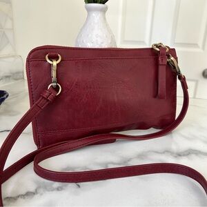New Joy Susan Vegan Leather Maroon Oxblood Small Crossbody Purse